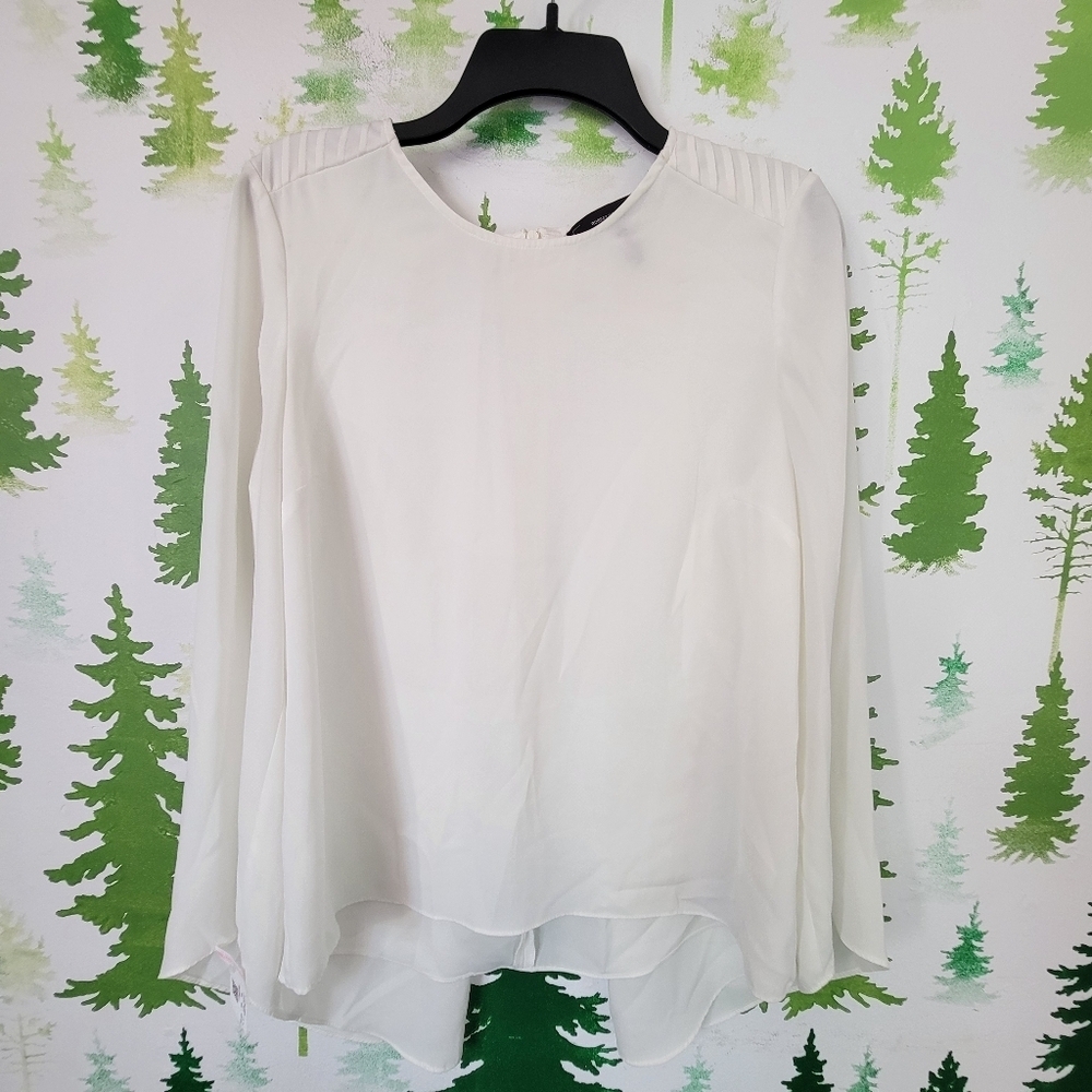 ROBERT RODRIGUEZ Angel Wing Balloon Sleeve Flowy Split Back Top.